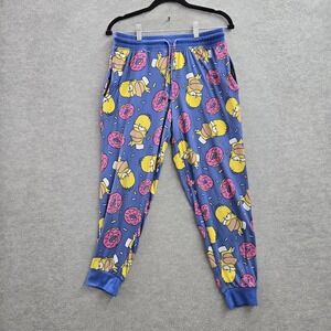 The Simpson Men Sleepwear S Blue Graphic Print Homer Simpson Donut Pajama